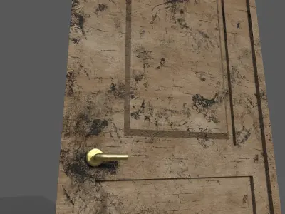 door wood low poly Low-poly 3D model
