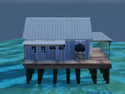 Fishing Camp House Low-poly 3D model