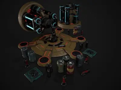 Game sci-fi asset pack Low-poly 3D model