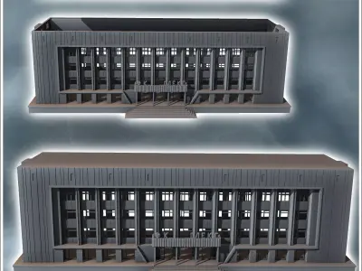 Soviet Russian administrative building on platform with central  3D print model