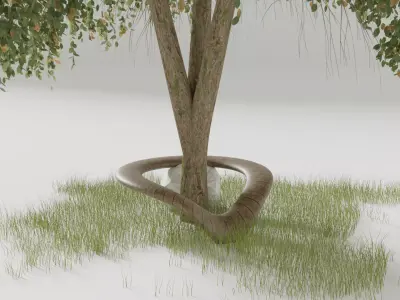 Modern Organic Urban Furniture Tree Bench  Low-poly 3D model