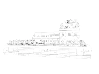 Cartoon Low Poly Hotel Low-poly 3D model