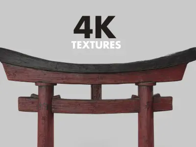 Old Japanese Torii gate Low-poly 3D model