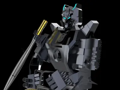 robot metal holding sword 3D model