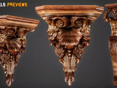 30 Game-Ready Ornamental Corbels With PBR Texture - Vol 54 Low-poly 3D model