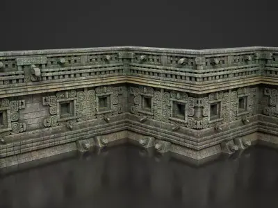 Mayan Temple Wall Modulars 03 250726 Low-poly 3D model