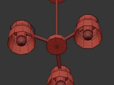 RAM 3 three light chandelier gold 3D model