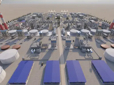 Petrochemical-Complex and Oil Gas Rig-Refinery power plant 3D model