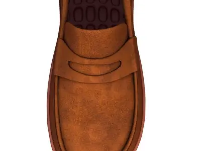Cartoon High Poly Subdivision Brown Shoes Suede 3D Model Low-poly 3D model