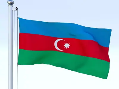 Animated Azerbaijan Flag Low-poly 3D model