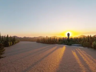 Military Base in the middle of the Jungle Low-poly 3D model