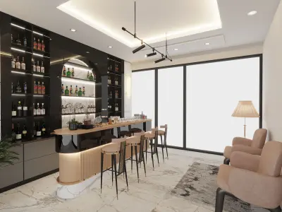 restaurants bar table  chair  plz open file press shift g Free 3D model