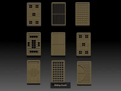 Combo Sliding Doors 3D Model Pack