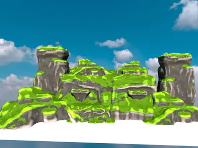 Cliff Rocks Collection Low-poly 3D model