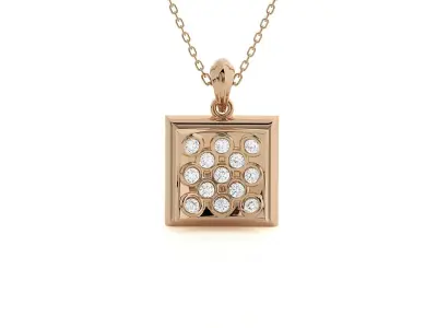 Square Diamond Head Light wt Pendant Earrings Set 3dm stl  3D print model