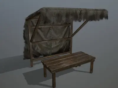 market  bench Low-poly 3D model
