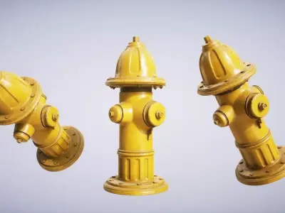 Hydrant Yellow Low-poly 3D model