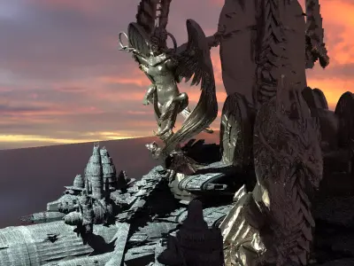 Ancient Goddess Deity Ship 3D model