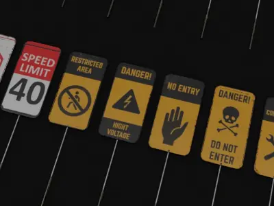 Pack 001 Traffic Signs Board Banners 3D model