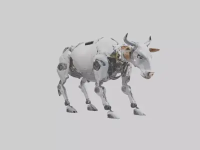 Robot version of a cow model Low-poly 3D model