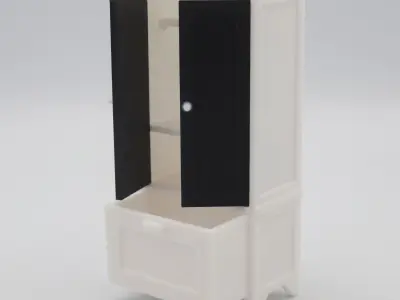 Bedroom wardrobe with functional door 3D print model