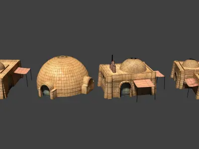Tatooine Buildings Low-poly 3D model