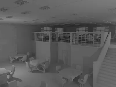 Restaurant Interior No Material 3D model