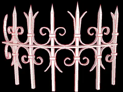 Bent Metal Fence - PBR - Textured Low-poly 3D model