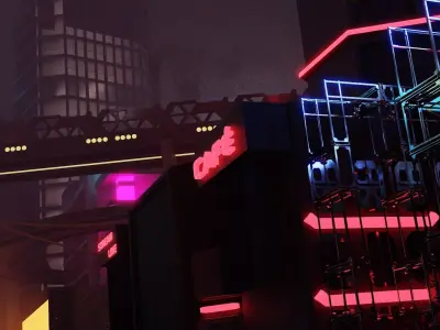 Cyberpunk City Street Environment 3D model