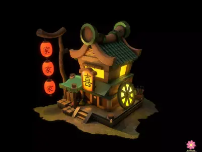 Game Ready Chinese Food Court Low-poly 3D model