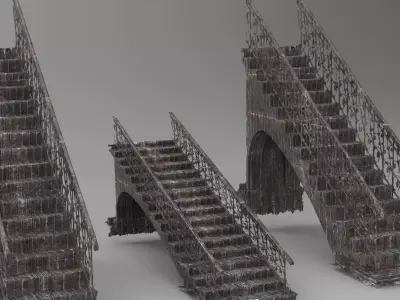 Baroque Stair pillars design 2 versions  3D model