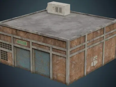 Industrial Building 1B Low-poly 3D model