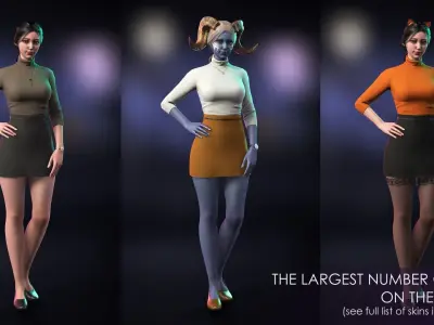 Streetwear Girl 1-13 - Street Wear Girls Pack Game-Ready Low-poly 3D model
