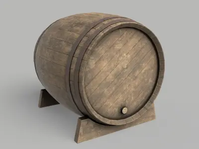 Wooden Barrel Vine Whiskey Gameready Low-poly 3D model