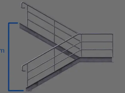Stair 1E Low-poly 3D model