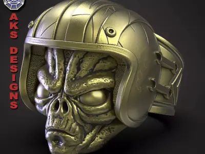  skull Ring jewelry Biker alien v1 3D print model