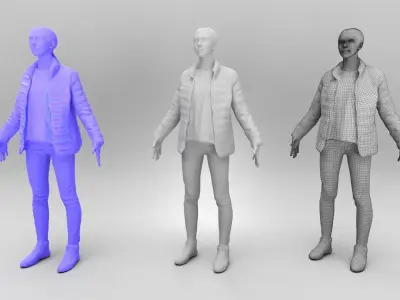 Beautiful woman in street style in A-pose 456 Low-poly 3D model