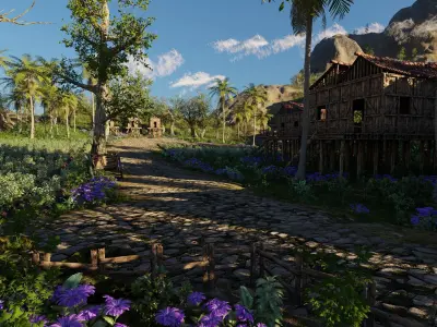 Medieval Farm Scene 3D model