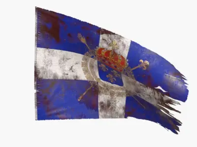 Naval flag of the Kingdom of France 1365 - 1792 Low-poly 3D model