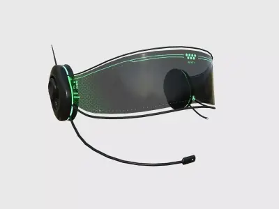 SciFi Glasses H02 Black Green - Character Design Fashion Low-poly 3D model