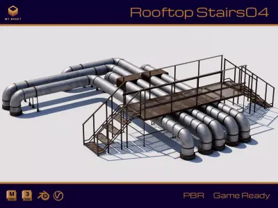 Rooftop Stairs 04 Low-poly 3D model