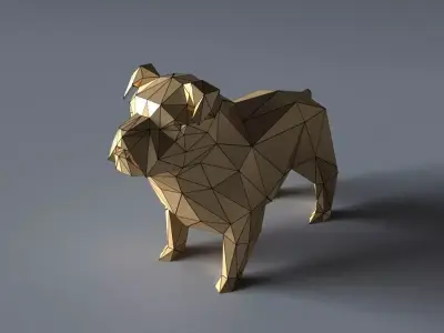 bulldog lowpoly 3D print model polygonal dog Low-poly 3D model