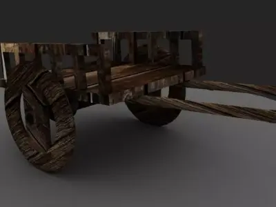 cart 3d model wooden Low-poly 3D model