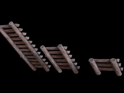 Simple Log Stairs - 3 Sizes Free low-poly 3D model