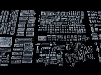 Sci-Fi KitBash and Props Pack Full set 3D model