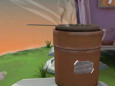 Street food cart Low-poly 3D model