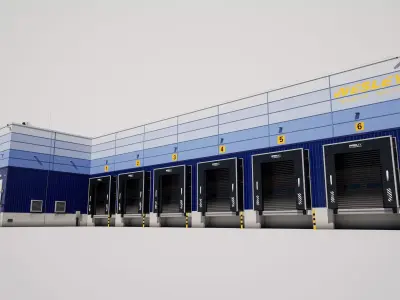  Industrial Warehouse Building Low-poly 3D model