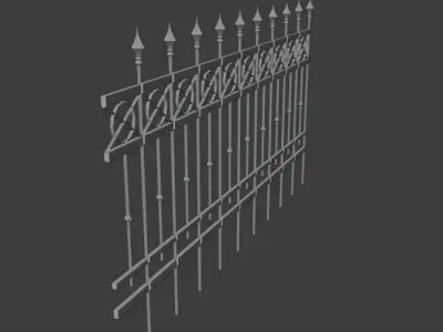 Metal Picket Fence Low-poly 3D model