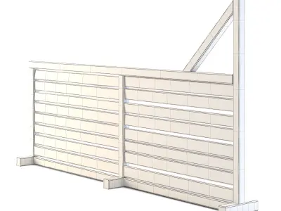 Wooden Wall Fence 3D model