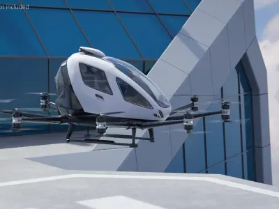  Self-Flying Passenger Drone Vehicle White Rigged for Maya 